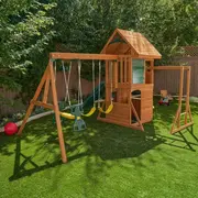 Spatiu de joaca din lemn de cedru kidkraft ridgeview deluxe clubhouse, complet echipat, pentru 9 copii - okekkf270855e