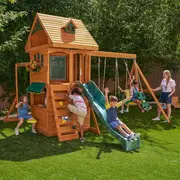 Spatiu de joaca din lemn de cedru kidkraft ridgeview deluxe clubhouse, complet echipat, pentru 9 copii - okekkf270855e