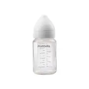 Biberon din sticla Anti-colici Mombella , 180 ml, cu Tetină Silicon S - Flux Lent (0-3 Luni) - Ivory KRTM01837