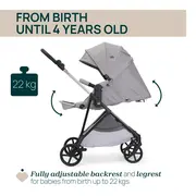 Carucior copii 3 in 1 Chicco Seety, cu scaun auto Kory Plus I-Size, Cloud (Gri), 0luni+ CHC8709756+8709856+8714645-8