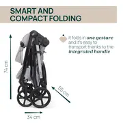 Carucior copii 3 in 1 Chicco Seety, cu scaun auto Kory Plus I-Size, Cloud (Gri), 0luni+ CHC8709756+8709856+8714645-8