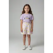 Set copii 2 piese bumbac imprimeu casual confortabil - mov bm36045-1