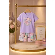 Set copii 2 piese bumbac imprimeu pisicute bm36046-1