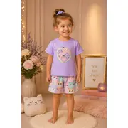 Set copii 2 piese bumbac imprimeu pisicute bm36046-1