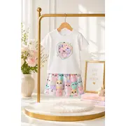 Set multicolor pentru copii 2 piese bumbac imprimeu pisicute bbe36046-1