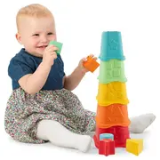 Jucarie ecologica de sortare si stivuire Chicco 2 in 1 Invatam sa numaram, 6-24luni CHC0937310-1