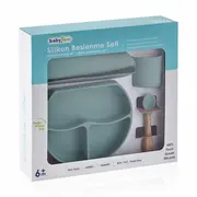 Set diversificare 4 piese din silicon BabyJem: bavetica, farfurie, lingurita si pahar (Culoare: Vernil) JEMbj_7284