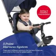 Tricicleta Evolutiva Chicco 4 in 1 cu copertina si maner, Albastra, 6 luni+ CHC1213600-1