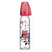 Biberon sticla 250 ml cu tetina silicon pt lapte, nr 1, nip 35015