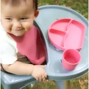 Farfurie din silicon cu 3 compartimente pentru auto-diversificare BabyJem (Culoare: Vernil) JEMbj_7154