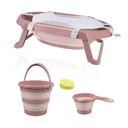 Set cadita pliabila de baie Babyjem, 5 piese, somon JEMbj_5966
