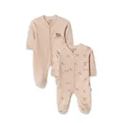 Set 2 salopete lungi, Lamb, BabyCosy, 100% bumbac organic (Marime: 3-6 Luni) JEMBC-CSY8181-3