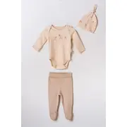 Set 3 piese nou nascut, Lamb, BabyCosy, 100%bumbac organic (Marime: 3-6 Luni) JEMBC-CSY8188-3