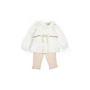 Set bluză cu volănaș și pantalonași, Bow, BabyCosy, 100%bumbac organic (Marime: 6-9 luni) JEMBC-CSY8153-6