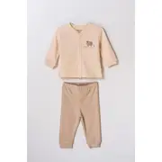 Set bluzita cu capse si pantalon, Lamb, BabyCosy, 100%bumbac organic (Marime: 12-18 Luni) JEMBC-CSY8186-12