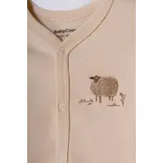 Set bluzita cu capse si pantalon, Lamb, BabyCosy, 100%bumbac organic (Marime: 12-18 Luni) JEMBC-CSY8186-12