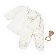 Set bluză și pantalon, Bow, BabyCosy, 100%bumbac organic, Powder (Marime: 3-6 Luni) JEMBC-CSY8158-3