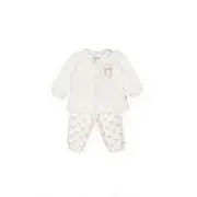 Set bluză și pantalon, Bow, BabyCosy, 100%bumbac organic, Powder (Marime: 6-9 luni) JEMBC-CSY8158-6