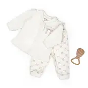 Set bluză și pantalon, Bow, BabyCosy, 100%bumbac organic, Powder (Marime: 9-12 luni) JEMBC-CSY8158-9