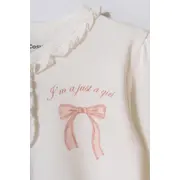 Set bluză și pantalon, Bow, BabyCosy, 100%bumbac organic, Powder (Marime: 9-12 luni) JEMBC-CSY8158-9