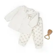 Set bluză și pantalon, Bow, BabyCosy, 100%bumbac organic, Stone (Marime: 18-24 Luni) JEMBC-CSY8157-18