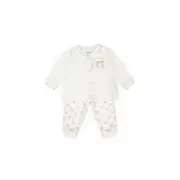 Set bluză și pantalon, Bow, BabyCosy, 100%bumbac organic, Stone (Marime: 18-24 Luni) JEMBC-CSY8157-18