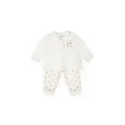 Set bluză și pantalon, Bow, BabyCosy, 100%bumbac organic, Stone (Marime: 6-9 luni) JEMBC-CSY8157-6