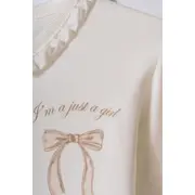 Set bluză și pantalon, Bow, BabyCosy, 100%bumbac organic, Stone (Marime: 9-12 luni) JEMBC-CSY8157-9