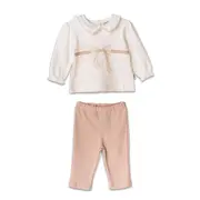 Set bluză cu volănaș și pantalonași, Bow, BabyCosy, 100%bumbac organic (Marime: 9-12 luni) JEMBC-CSY8153-9