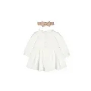 Set rochita cu bentita, Bow, BabyCosy, 100%bumbac organic, Stone (Marime: 18-24 Luni) JEMBC-CSY8161-18