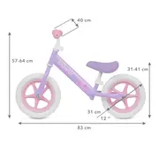 Bicicleta De Echilibru Fara Pedale Pentru Copii, Reglabila Si Roti Late Eva De 12  , Rebel Violet, Kidwell Pjbrobireb16a0