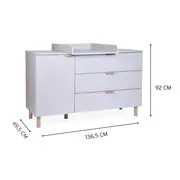 Comoda Childhome Clay 137x77x98 cm cu masa de infasat