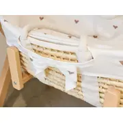 Cos bebe Childhome Moise din coji de porumb cu saltea, Husa Jerse cu Inimioare