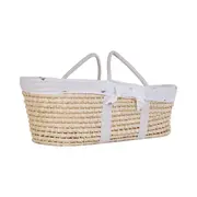 Cos bebe Childhome Moise din coji de porumb cu saltea, Husa Jerse cu Inimioare