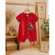 Salopeta de vara pentru bebelusi, corai, holiday bp3