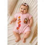 Salopeta de vara pentru bebelusi, roz, aricel bp5