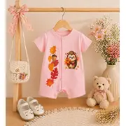 Salopeta de vara pentru bebelusi, roz, aricel bp5