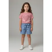Set pentru fetite minaminokids cu pantaloni scurti denim - heart bp26203-1