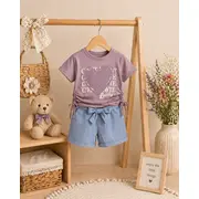 Set pentru fetite minaminokids cu pantaloni scurti denim bm26203-1