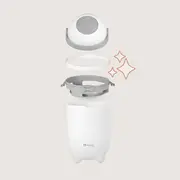 Cos pentru scutece, Lionelo, Capacitate 10 l, Sistem etans impotriva mirosurilor, Compatibil cu saci universali, Operare cu o mana, Alb BYNLOC-PUREBIN_WHITE