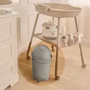 Cos pentru scutece, Lionelo, Capacitate 10 l, Sistem etans impotriva mirosurilor, Compatibil cu saci universali, Operare cu o mana, Gri BYNLOC-PUREBIN_GREY