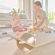 Covoras educativ, Lionelo, Yoka, Din spuma XPE non-toxica, Tip puzzle, 6 piese, Cu doua fete, Suprafata antiderapanta, 173x116 cm, Grosime 1.5 cm, Bej BYNLO-YOKA