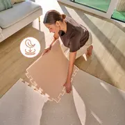 Covoras educativ, Lionelo, Yoka, Din spuma XPE non-toxica, Tip puzzle, 6 piese, Cu doua fete, Suprafata antiderapanta, 173x116 cm, Grosime 1.5 cm, Bej BYNLO-YOKA