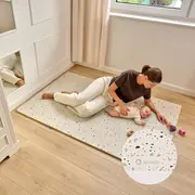 Covoras educativ, Lionelo, Yoka, Din spuma XPE non-toxica, Tip puzzle, 6 piese, Cu doua fete, Suprafata antiderapanta, 173x116 cm, Grosime 1.5 cm, Bej BYNLO-YOKA