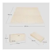 Covoras educativ, Lionelo, Zora, Din spuma XPE non-toxica, Cu doua fete, Suprafata antiderapanta, Dimensiune mare, 180x200 cm, Grosime 1.5 cm, Pliabil, Include geanta pentru transport, Bej BYNLO-ZORA