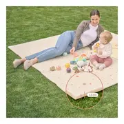 Covoras educativ, Lionelo, Zora, Din spuma XPE non-toxica, Cu doua fete, Suprafata antiderapanta, Dimensiune mare, 180x200 cm, Grosime 1.5 cm, Pliabil, Include geanta pentru transport, Bej BYNLO-ZORA