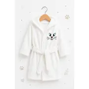 Halat de baie alb pentru copii pisicuta bhl3