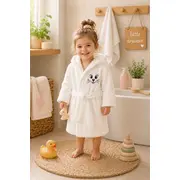 Halat de baie alb pentru copii pisicuta bhl3