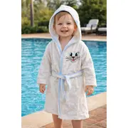 Halat de baie pentru baieti ivoire pisicuta bhl2