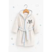 Halat de baie pentru baieti ivoire pisicuta bhl2